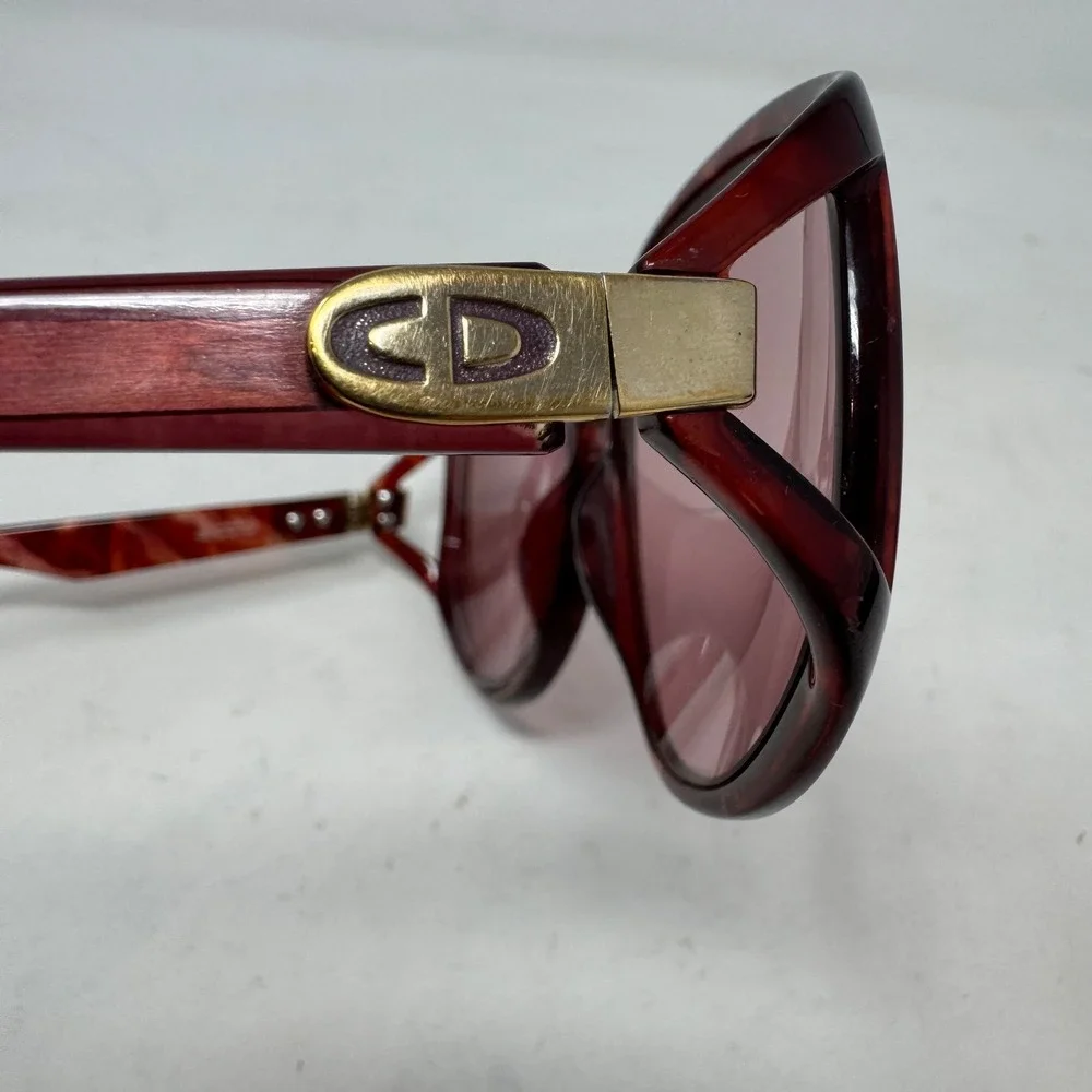 Vtg Christian Dior Oversized Butterfly Sunglasses Burgundy Marbled Frames Only - Picture 7 of 11